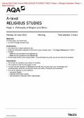 Actual 2024 AQA A-level RELIGIOUS STUDIES 7062&sol;1 Paper 1 Merged Question Paper &plus; Mark Scheme