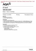 Actual 2024 AQA A-LEVEL SOCIOLOGY 7192&sol;2 Paper 2 Merged Question Paper &plus; Mark Scheme