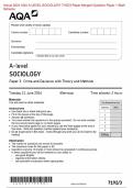 Actual 2024 AQA A-LEVEL SOCIOLOGY 7192&sol;3 Paper Merged Question Paper &plus; Mark Scheme