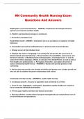 RN Community Health Nursing Exam Questions And Answers