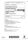Pearson Edexcel Level 3 GCE 9EN0&sol;01 English Language Advanced PAPER 1 Language Variation Question paper June 2024
