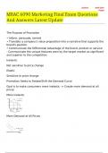 MBAC 6090 Marketing Final Exam Questions And Answers Latest Update