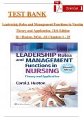 Test Bank For Leadership Roles and Management Functions in Nursing&comma; 11th Edition by Huston&comma; ISBN&colon; 9781975193065&comma; All 25 Chapters Covered&comma; Verified Latest Edition