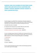 NURSING CARE FOR CHILDREN ATI PROCTORED EXAM LATEST 2024-2025 WITH ACTUAL QUESTIONS AND CORRECT VERIFIED ANSWERS ALREADY GRADED A&plus; 100&percnt; GUARANTEED PASS&excl;
