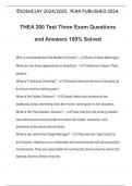 THEA 200 Test Three Exam Questions and Answers 100&percnt; Solved