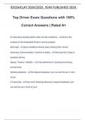 Top Driver Exam Questions with 100&percnt; Correct Answers &vert; Rated A&plus;
