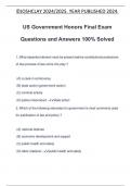 US Government Honors Final Exam Questions and Answers 100&percnt; Solved