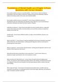 Foundations of Mental Health care &lpar;Chapter 1&rpar; Exam Questions with Correct Answers