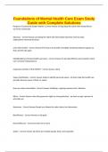 Foundations of Mental Health Care Exam Study Guide with Complete Solutions