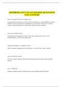 ARTHROPLASTY EXAM 2024&sol;2025 QUESTIONS AND ANSWERS