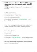 California Law Exam - Physical Therapy Questions and Answers &lpar;Latest update 2025&rpar;