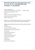 NR 340 Critical Care Nursing Exam 1&lpar;ch 1&comma; 2&comma; 9&comma; 14&comma; 5&comma; 7&comma; 14&rpar; Question and Answers  A&plus; Reviewed