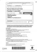 Pearson Edexcel Level 3 GCE 9MA0&sol;02 Mathematics Advanced PAPER 2 Pure Mathematics 2 Question paper June 2024