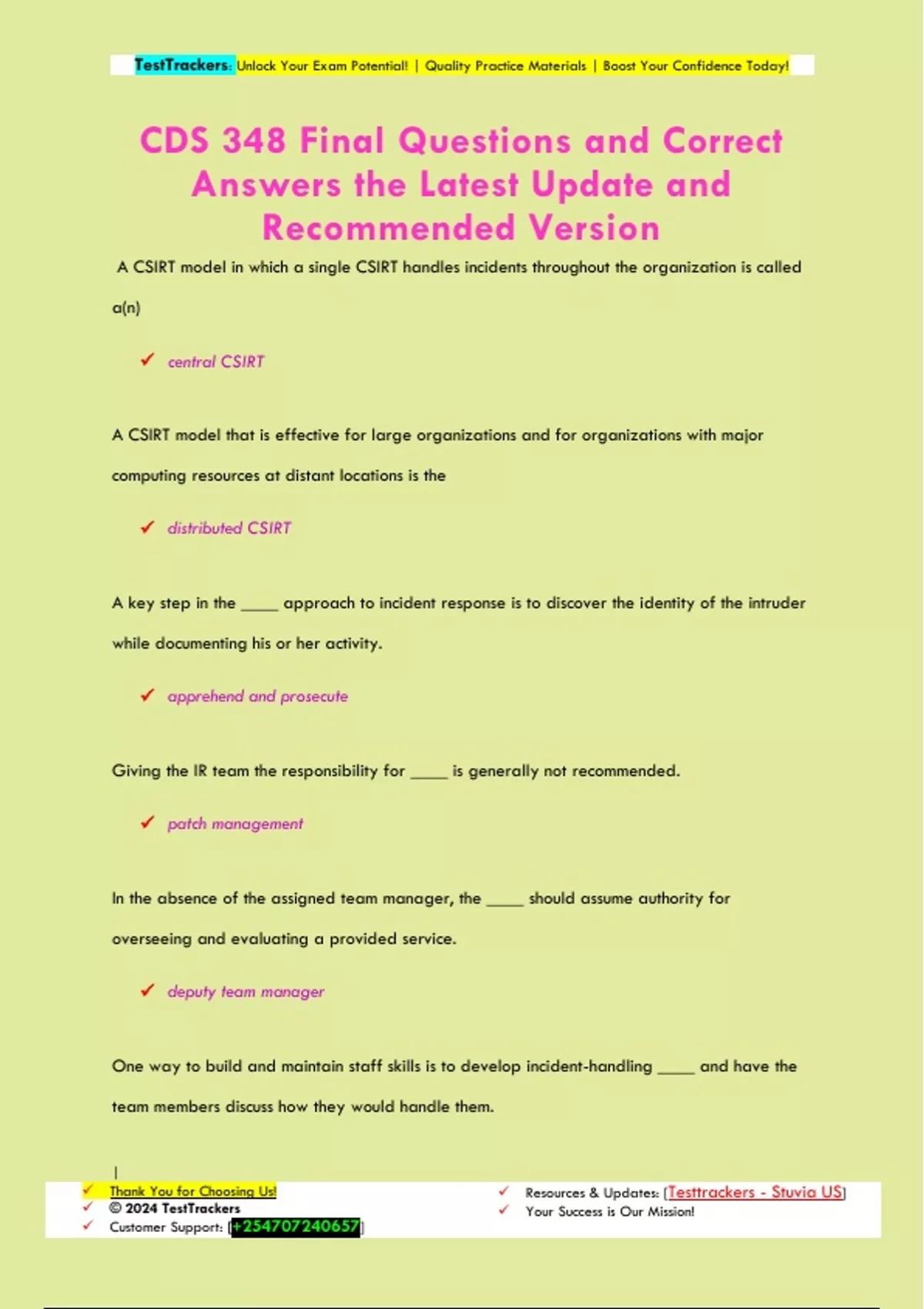 CDS 348 Final Questions and Correct Answers the Latest Update and ...
