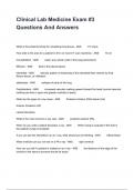 Clinical Lab Medicine Exam &num;3 Questions And Answers