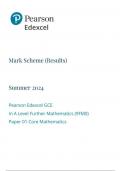 Pearson Edexcel GCE In A Level Further Mathematics &lpar;9FM0&rpar; Paper 01 Core Mathematics Mark scheme June 2024