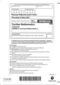 Pearson Edexcel Level 3 GCE 9FM0&sol;02 Further Mathematics Advanced PAPER 2 Core Pure Mathematics 2 Question paper June 2025