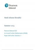 Pearson Edexcel GCE In A Level Further Mathematics &lpar;9FM0&rpar; Paper 3B Further Statistics 1 Mark scheme June 2024