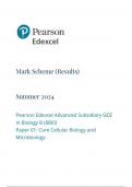 Pearson Edexcel Advanced Subsidiary GCE In Biology B &lpar;8BI0&rpar; Paper 01 Core Cellular Biology and Microbiology mark scheme June 2024
