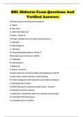 BBL Midterm Exam Questions And Verified Answers 