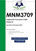 MNM3709 Assignment 4 &lpar;QUALITY ANSWERS&rpar; Semester 2 2024