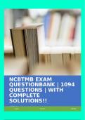 NCBTMB EXAM QUESTIONBANK &vert; 1094 QUESTIONS &vert; WITH COMPLETE SOLUTIONS&excl;&excl;