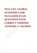 WGU C211- GLOBAL ECONOMICS FOR MANAGERS EXAM QUESTIONS WITH CORRECT VERIFIED ANSWERS A&plus; GRADED