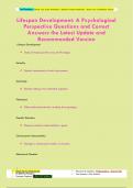 Lifespan Development&colon; A Psychological  Perspective Questions and Correct  Answers the Latest Update and  Recommended Version