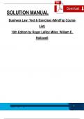 SOLUTION MANUAL Business Law&colon; Text & Exercises &lpar;MindTap Course List&rpar; 10th Edition by Roger LeRoy Miller&comma; William E&period; Hollowell