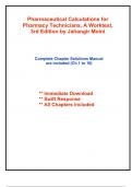 Solutions for Pharmaceutical Calculations for Pharmacy Technicians&comma; A Worktext&comma; 3rd Edition by Moini &lpar;All Chapters included&rpar;