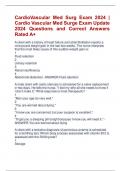 CardioVascular Med Surg Exam 2024 &vert;  Cardio Vascular Med Surge Exam Update  2024 Questions and Correct Answers  Rated A&plus;