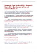 Research Final Review 2024 &vert; Research  Exam 2024 Questions and Correct  Answers Rated A&plus;