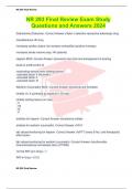 Complete Package Deal For NR 293 FINAL EXAM STUDY QUESTIONS AND ANSWERS GRADED A 2024-2025
