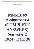 MNM3709 Assignment 4 &lpar;COMPLETE ANSWERS&rpar; Semester 2 2024 - DUE 30 October 2024&semi; 100&percnt; TRUSTED Complete&comma; trusted solutions and explanations&period; Ensure your success with us&period;&period;&period; 