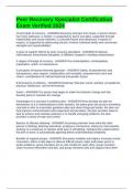 Peer Recovery Specialist Certification Exam Verified 2024