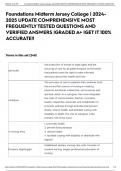 Foundations Midterm Jersey College &vert; 2024-2025 UPDATE COMPREHENSIVE MOST FREQUENTLY TESTED QUESTIONS AND VERIFIED ANSWERS &vert;GRADED A&plus; &vert;GET IT 100&percnt; ACCURATE&excl;&excl;