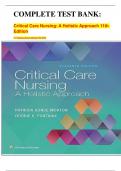 COMPLETE TEST BANK&colon; Critical Care Nursing&colon; A Holistic Approach 11th  Edition by Patricia Gonce Morton RN PhD