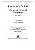 Solution Manual For Corporate Financial Management 6th Edition By Glen Arnold Deborah Lewis | All Chapters | Latest Complete Guide A+