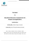 Test Bank for Educational Research Competencies for Analysis and Applications 12th Edition by Geoffrey E&period; Mills