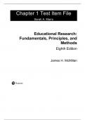 Test Bank - Educational Research&colon; Fundamental Principles and Methods&comma; 8th Edition &lpar;McMillan&comma; 2021&rpar;&comma; Chapters 1-16 &vert; All Chapters