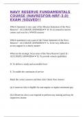 NAVY RESERVE FUNDAMENTALS COURSE &lpar;NAVRESFOR-NRF-3&period;0&rpar; EXAM &vert;SOLVED&excl;&excl;