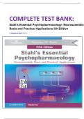 COMPLETE TEST BANK&colon; Stahl's Essential Psychopharmacology&colon; Neuroscientific Basis and Practical Applications 5th Edition by Stephen M&period; Stahl &lpar;Author