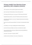 Primary Health Care Revision Exam questions with complete solutions