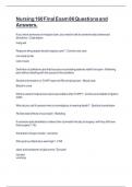 Nursing 160 Final Exam 86 Questions and Answers&period;