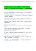 NURSING INFORMATICS FINAL EXAM QUESTIONS WITH CORRECT ANSWERS