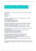 TRANSCULTURAL NURSING FINAL EXAM QUESTIONS AND ANSWERS&period;