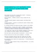 FUNDAMENTALS OF NURSING FINAL EXAM QUIZLET QUESTIONS AND ANSWERS