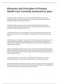 Elements and Principles of Primary Health Care Correctly answered to pass