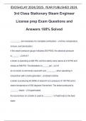 3rd Class Stationary Steam Engineer License prep Exam Questions and Answers 100&percnt; Solved
