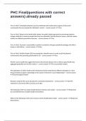 PHC Final&lpar;questions with correct answers&rpar; already passed